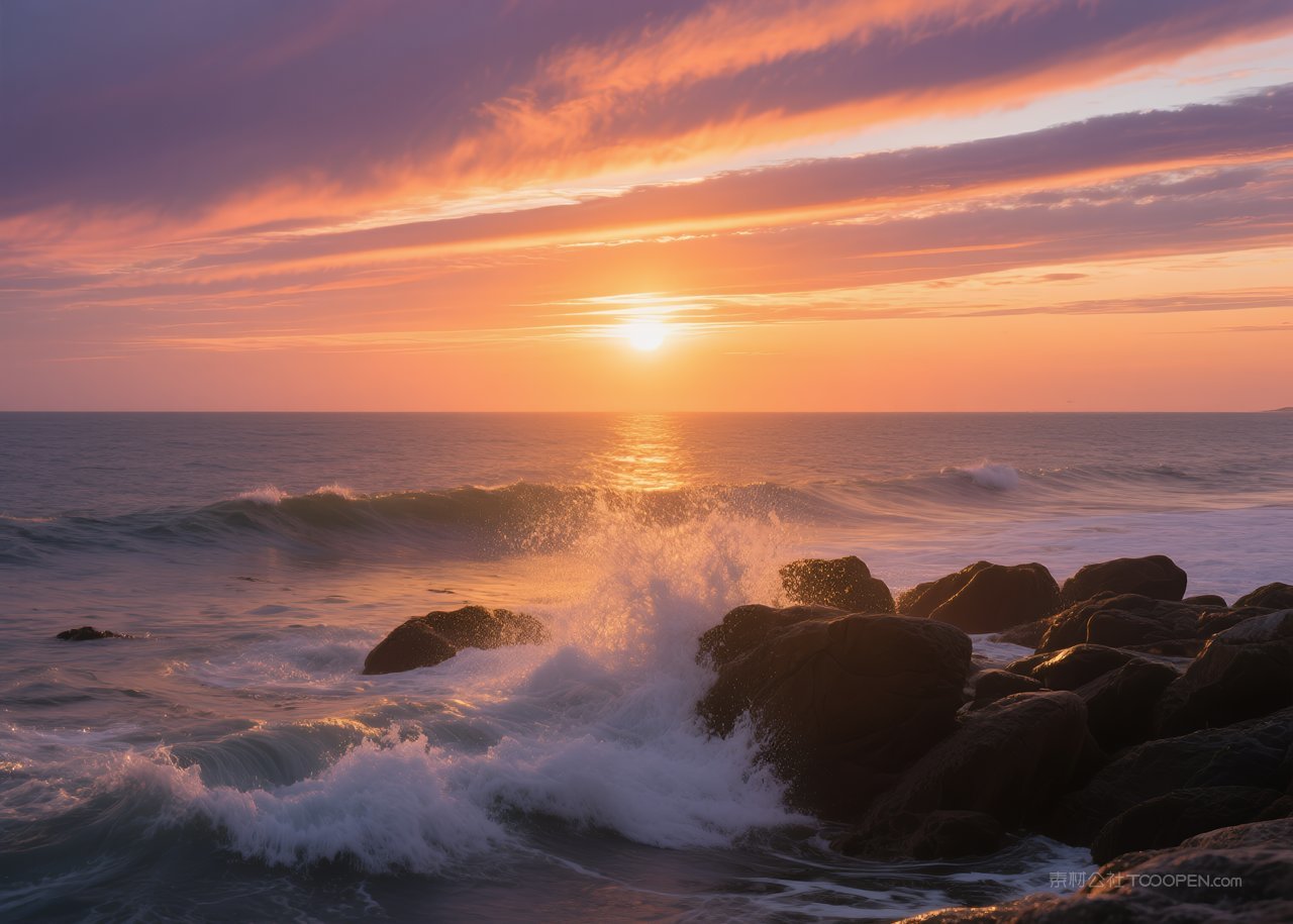 风景日落自然云彩景观落日天空云层唯美