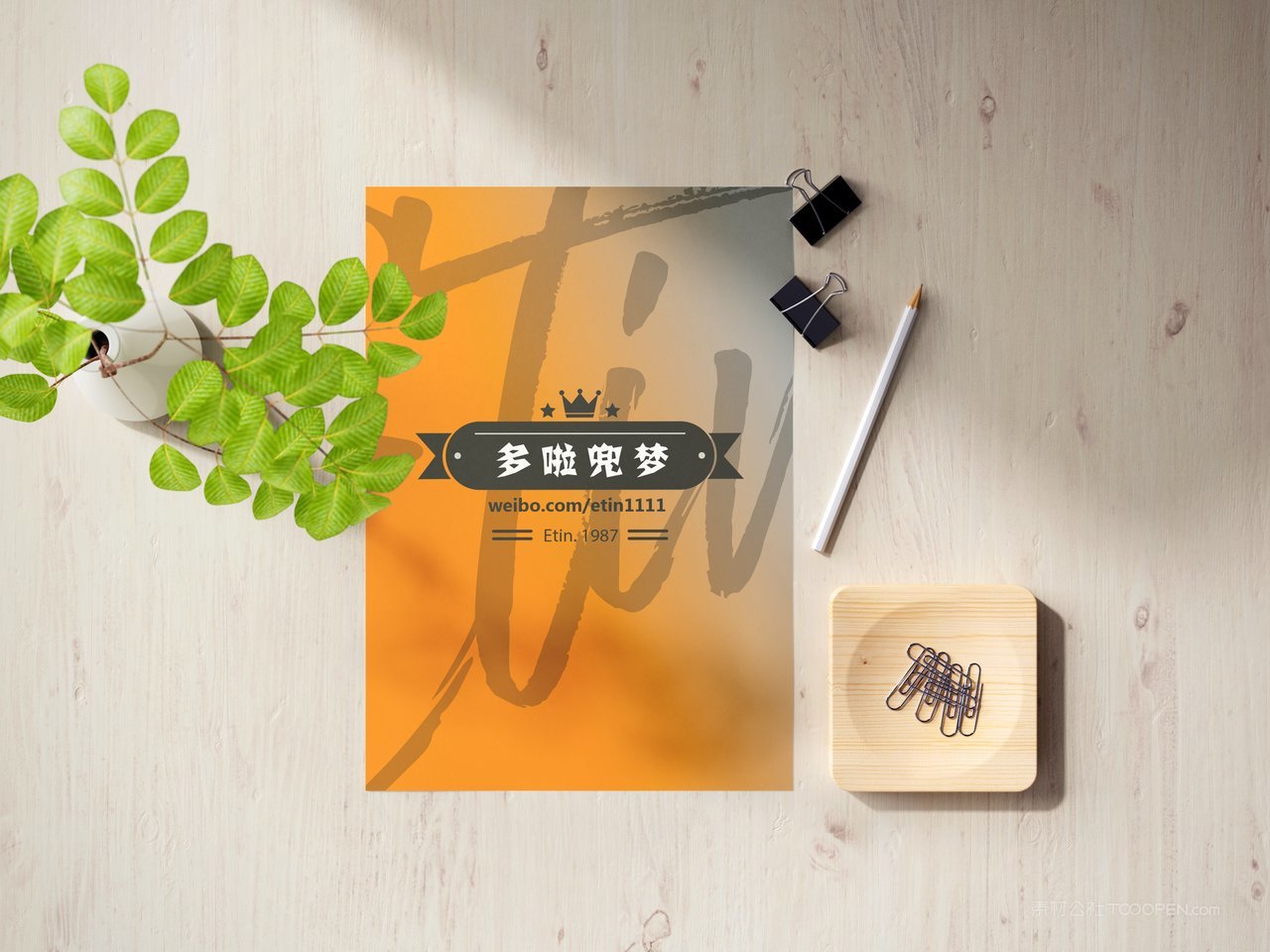 绿叶a4海报场景样机 (2)