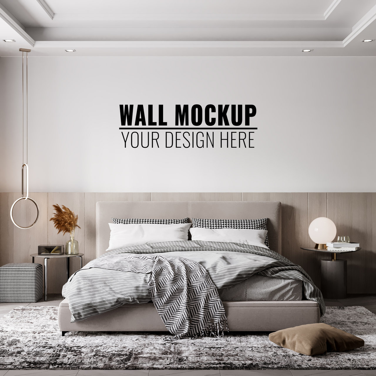 家居背景墙卧室背景墙样机