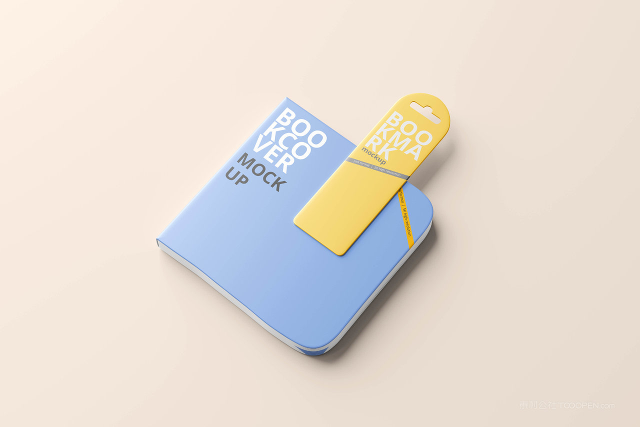 方形圆角带书签精装书样机