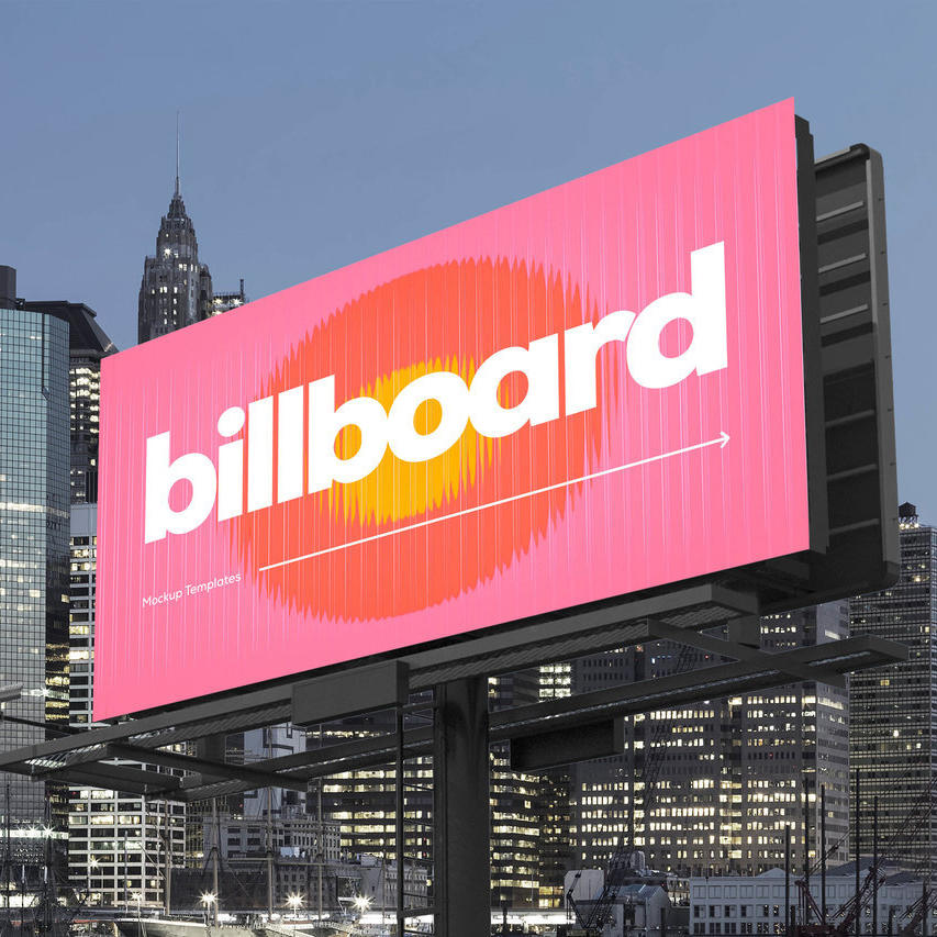 夜景城市广告牌样机