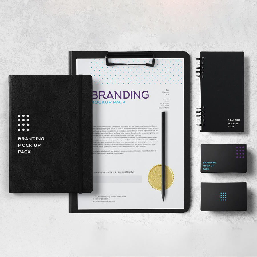 黑色商务笔记品牌vi样机贴图