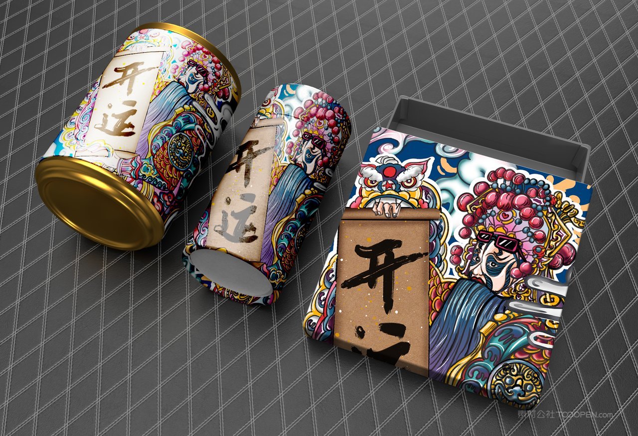 中国潮文创年货圆罐礼盒装样机  (3)