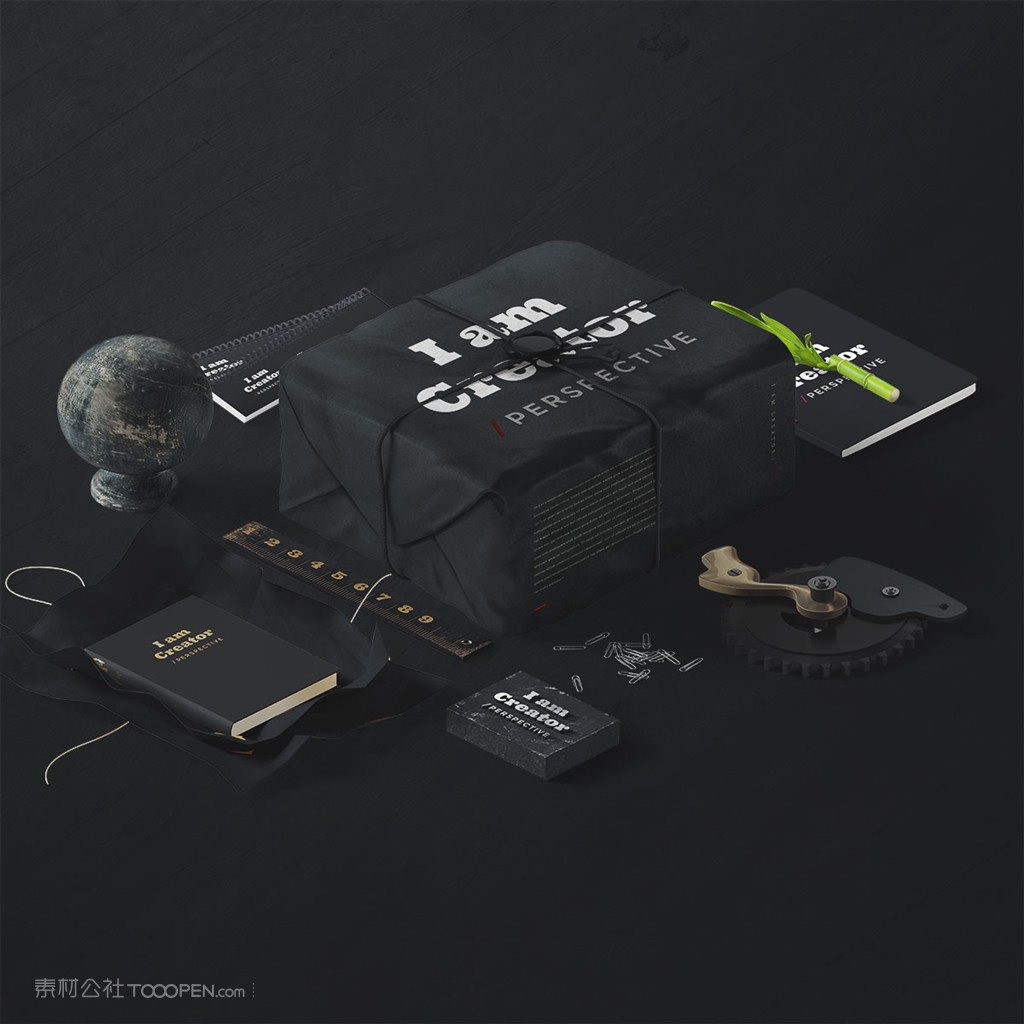 精美黑色办公用品vi样机素材