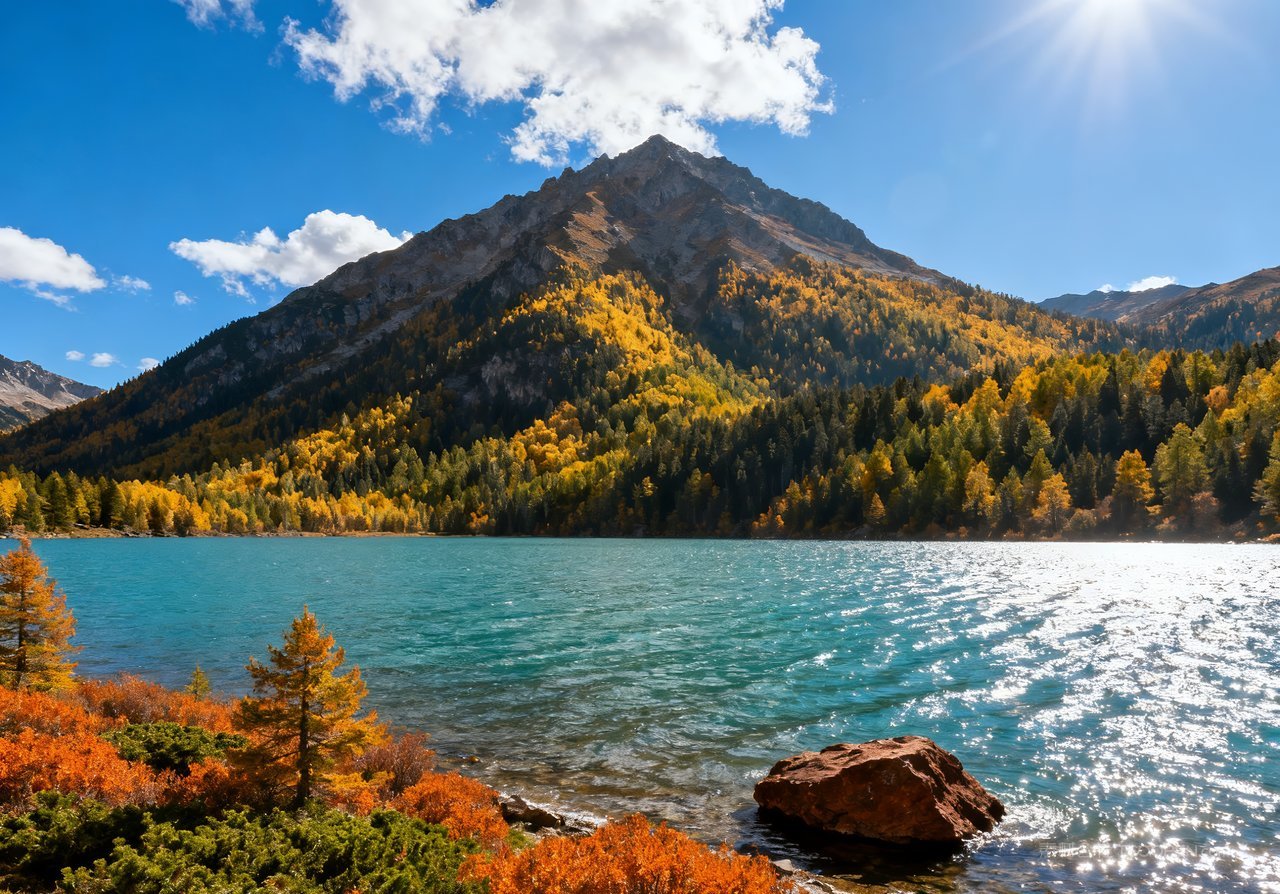 湖泊青山山水意境天空秋天唯美山峰