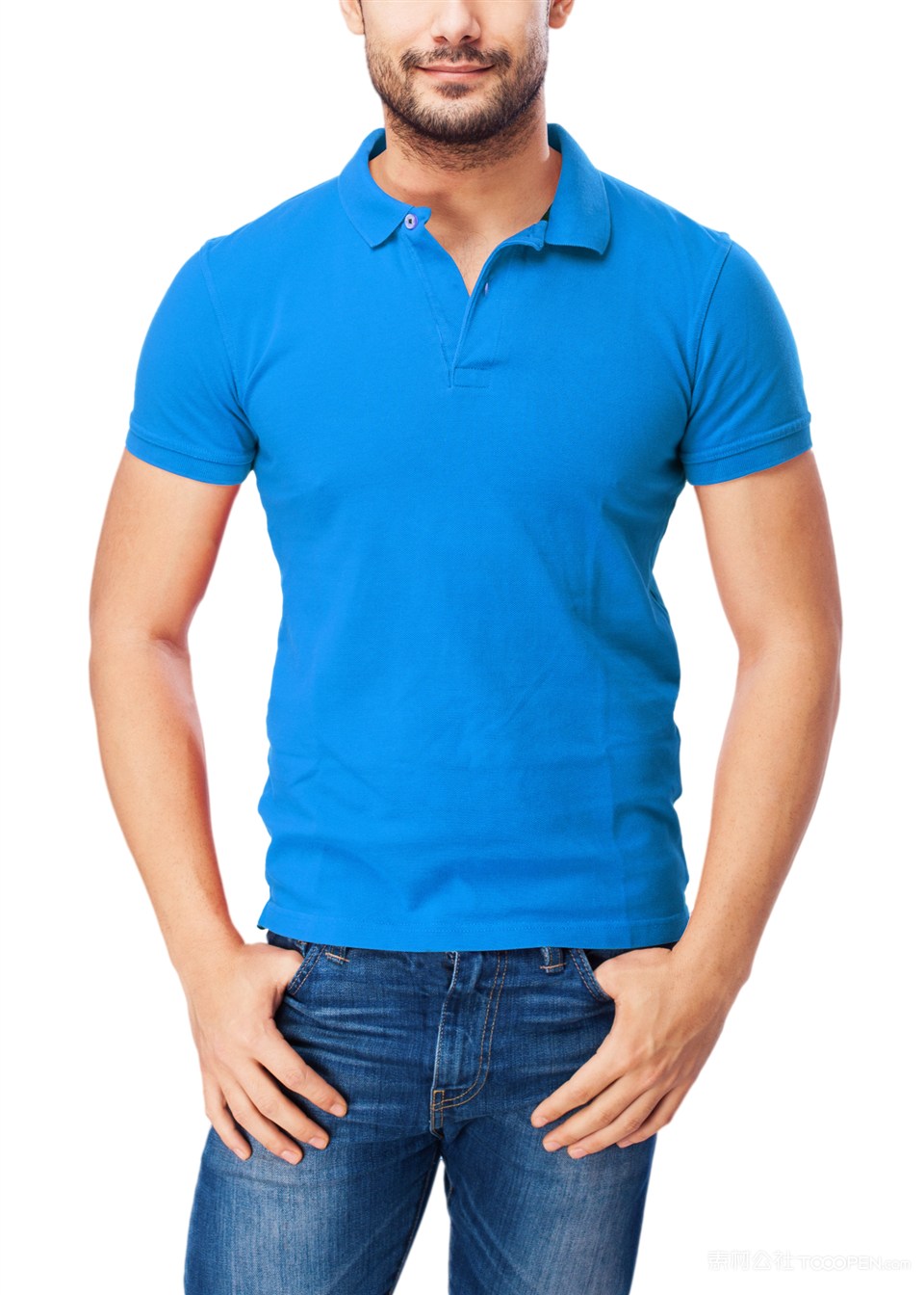 牛仔裤帅哥polo衬衫设计样机