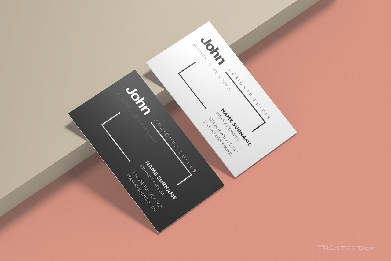 黑白商务高级名片光影样机