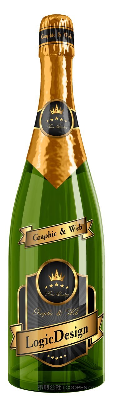 豪华金香槟瓶装包装样机 (2)