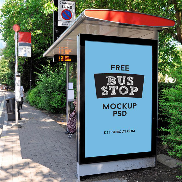 户外公交亭海报广告展示样机