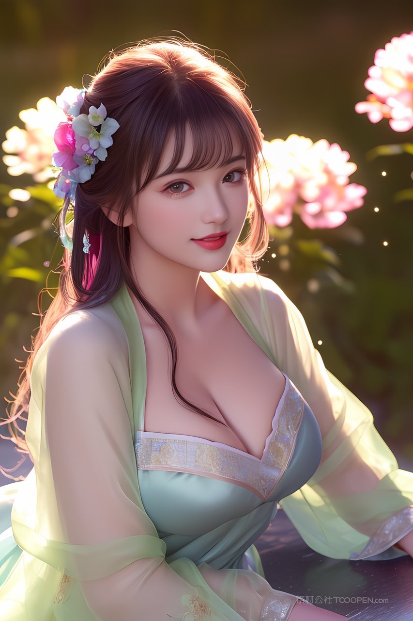 中国风古装ai美女户外性感艺术照片