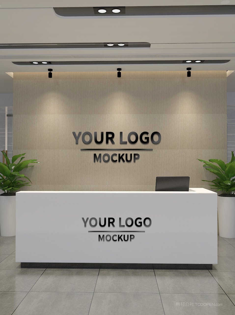 公司大门前台形象墙logo标志样机公司企业前台样机 (1)