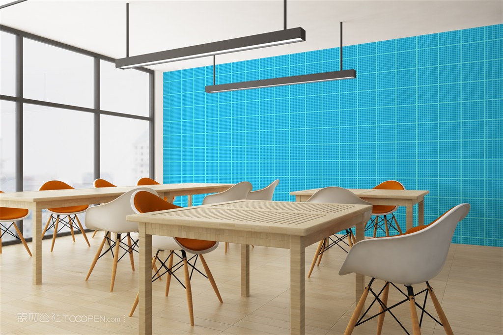 公司企业前台形象墙室内贴图样机设计模板效果VI素材PSD分层