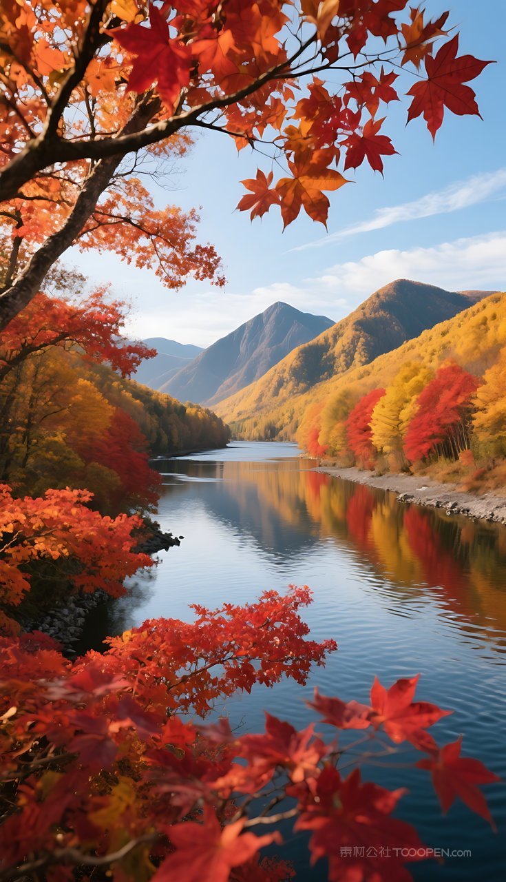 唯美山水河流湖泊山峰风景群山
