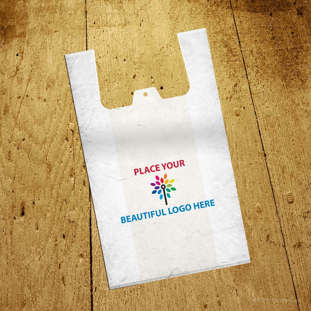 白色购物袋塑料袋样机 (7)