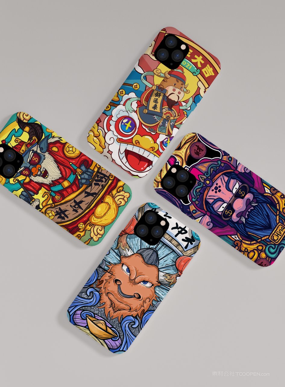 国潮手绘手机壳文创样机  (2)