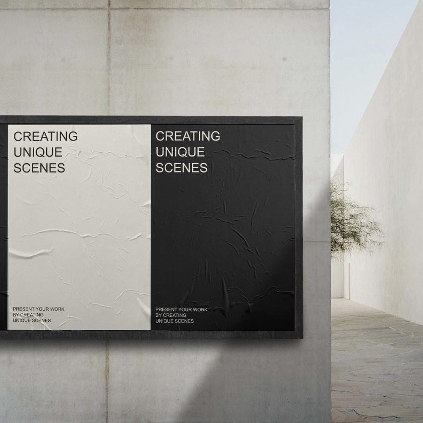 石灰墙皱纹海报样机