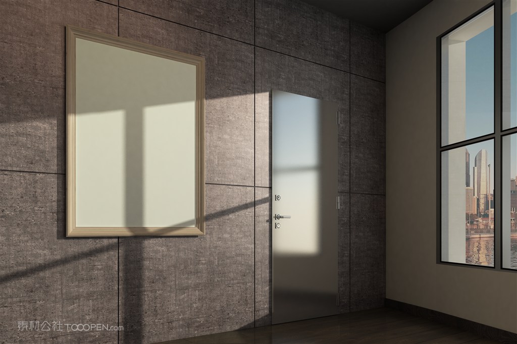 逼真的画廊展览艺术海报样机