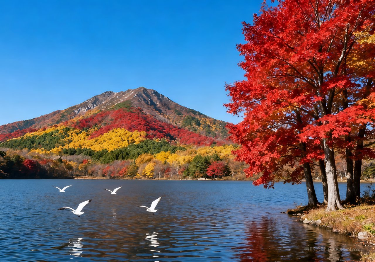 湖泊山峰青山唯美天空意境山水蓝天