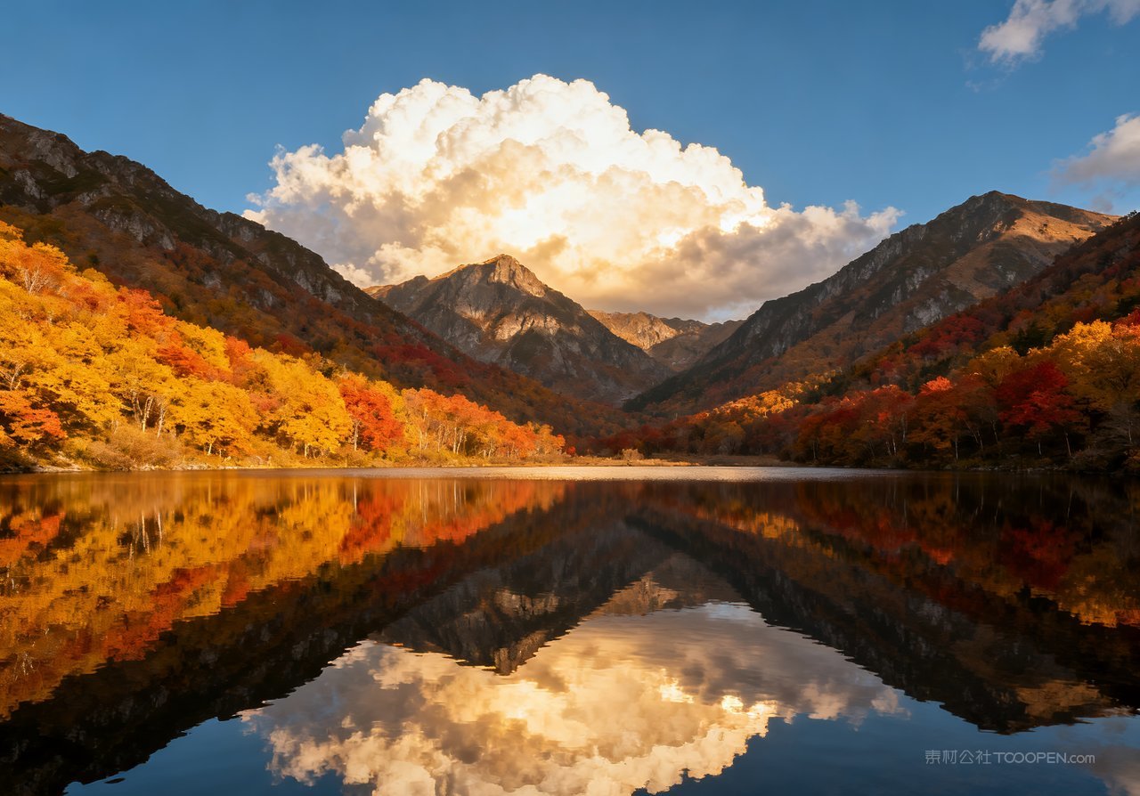 意境湖泊唯美青山天空秋天山水山峰