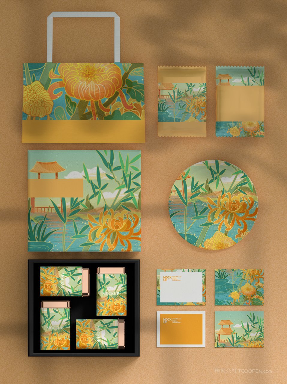 国潮文创菊花礼盒装样机