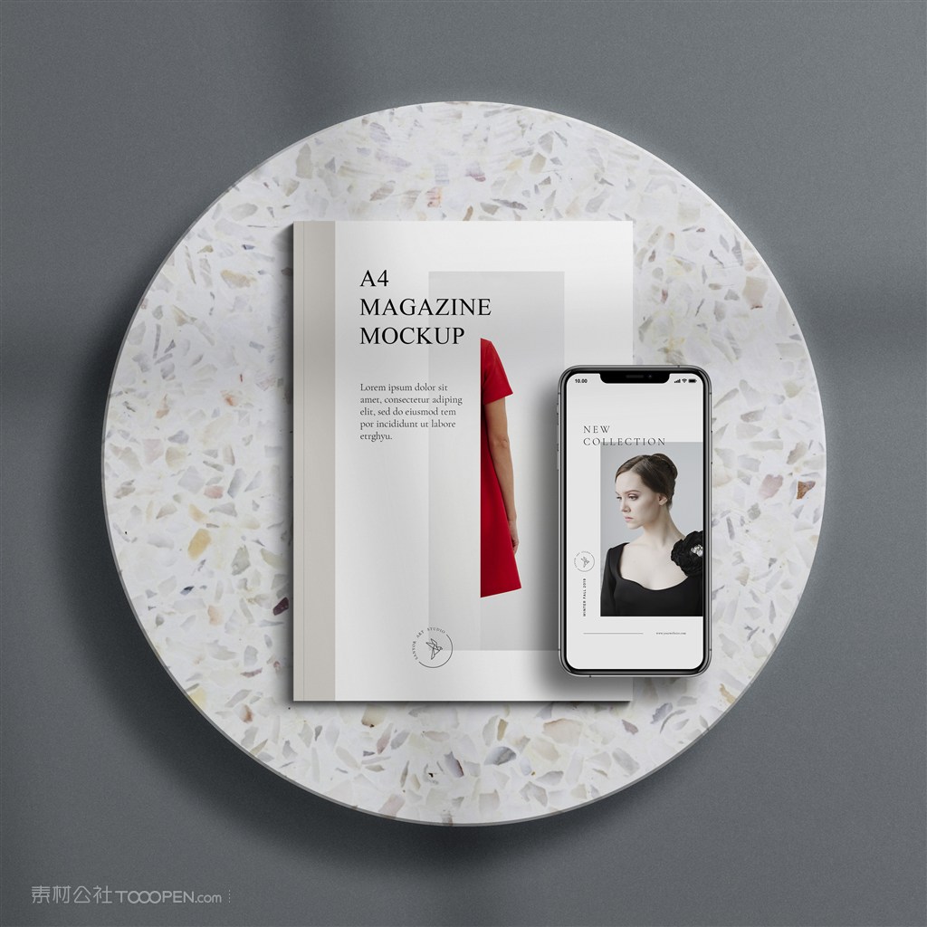 A4杂志与手机贴图样机