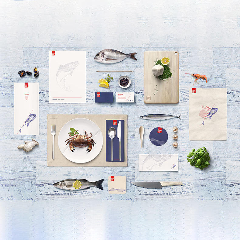 日式料理模型标志vi办公用纸贴图模版