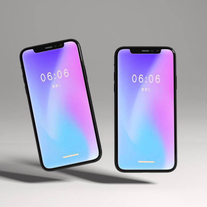 简约大气灰色桌面上悬浮的手机样机