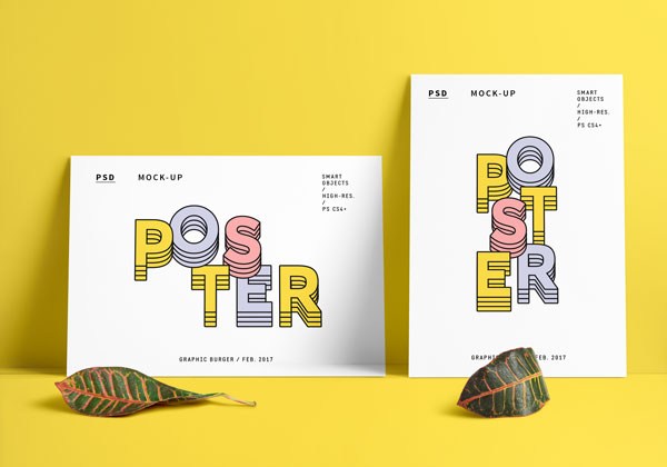 清新海报贴画样机