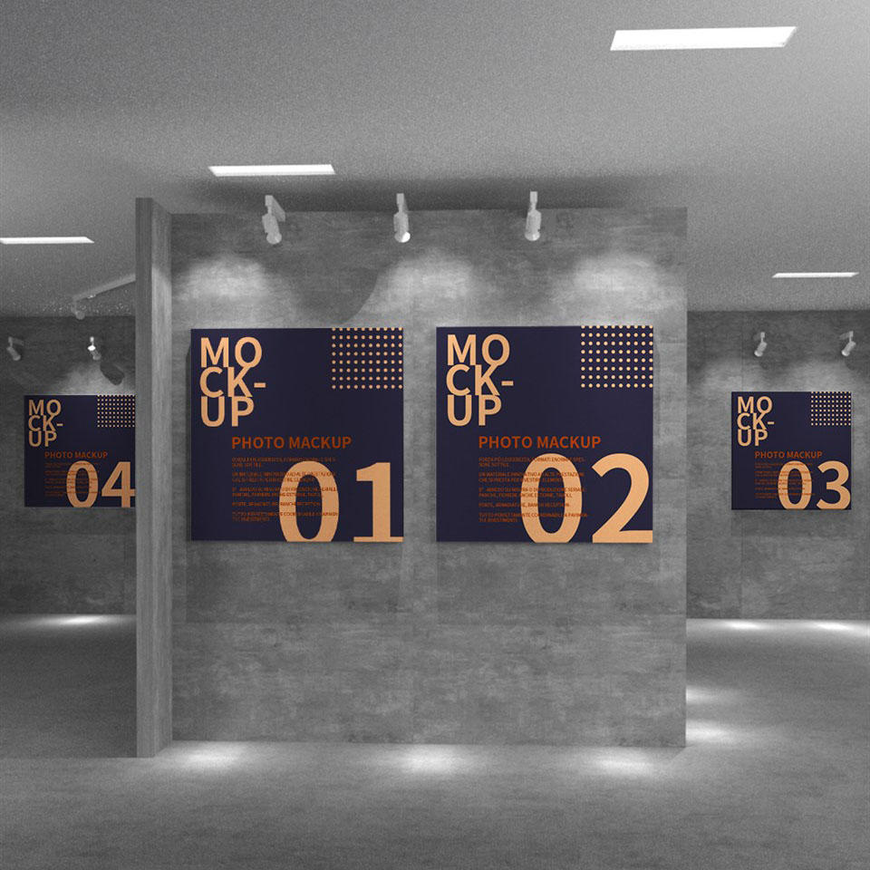 展馆场景方形海报样机