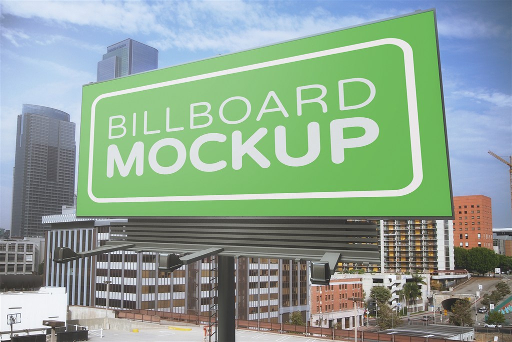 高速公路户外大型T牌广告牌样机图片场景下载