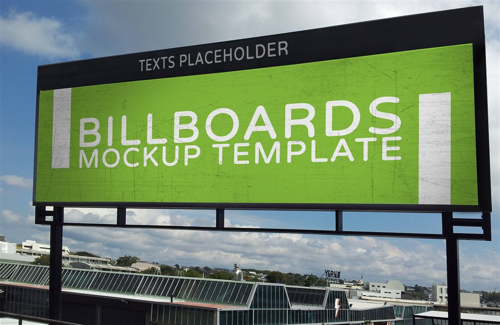 高速公路户外大型T牌广告牌样机图片下载
