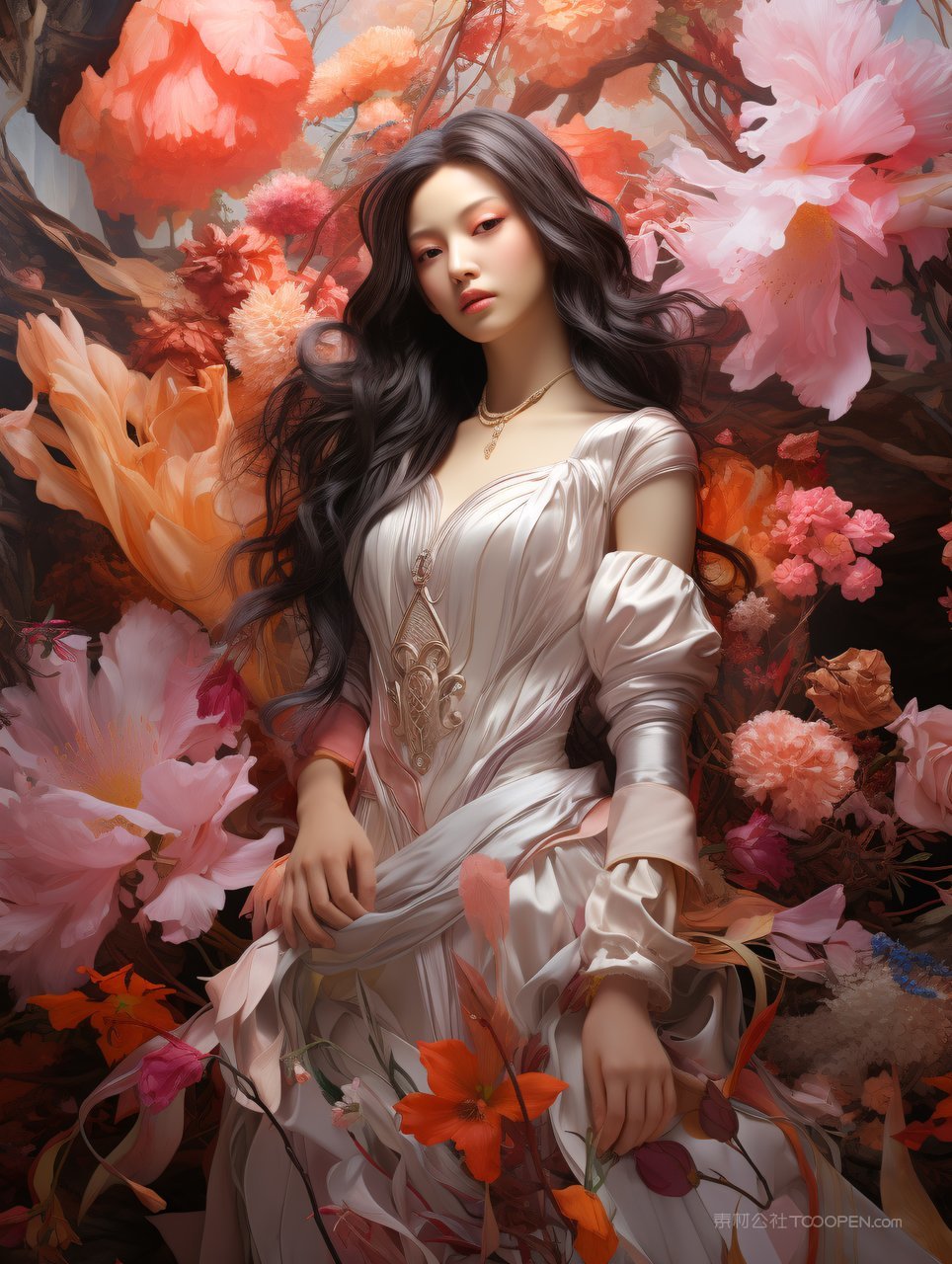 花海中的美少女