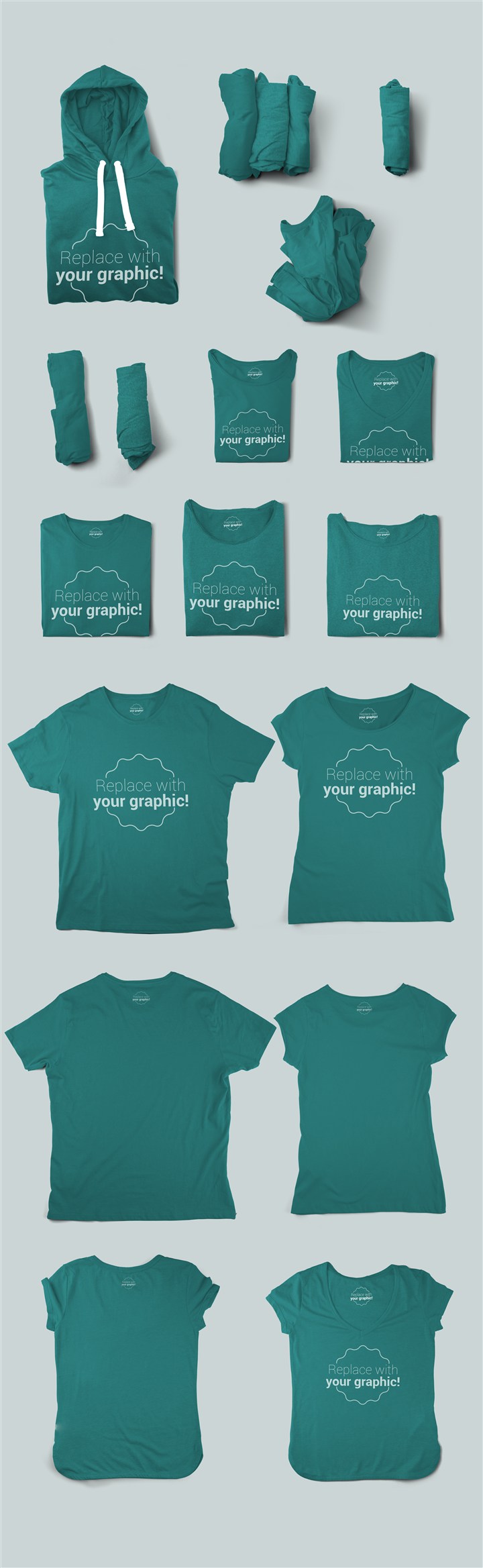 圆领短袖带帽T恤样机