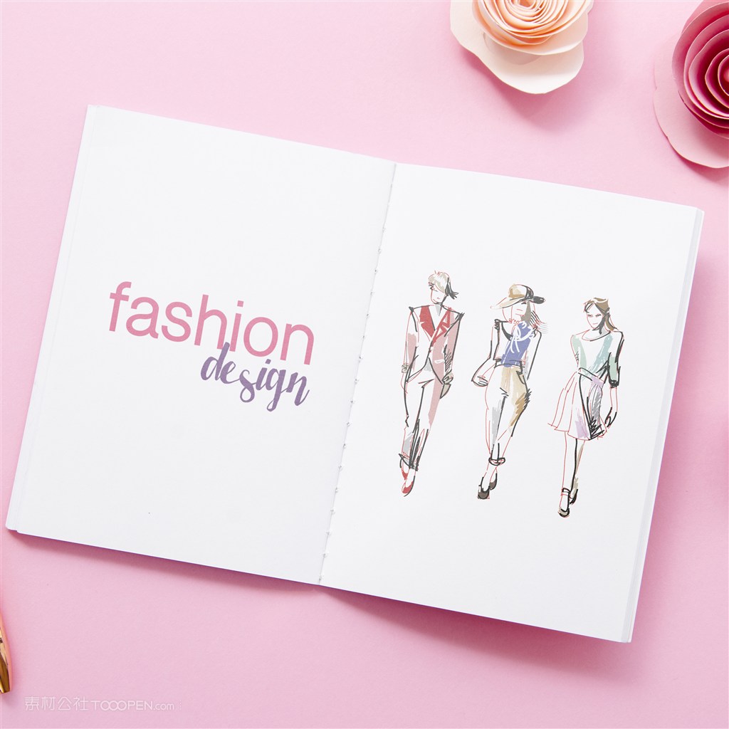 粉色背景上的素描贴图样机