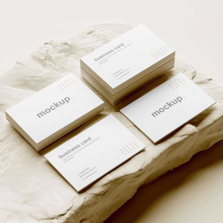 石板上高档名片贴图样机