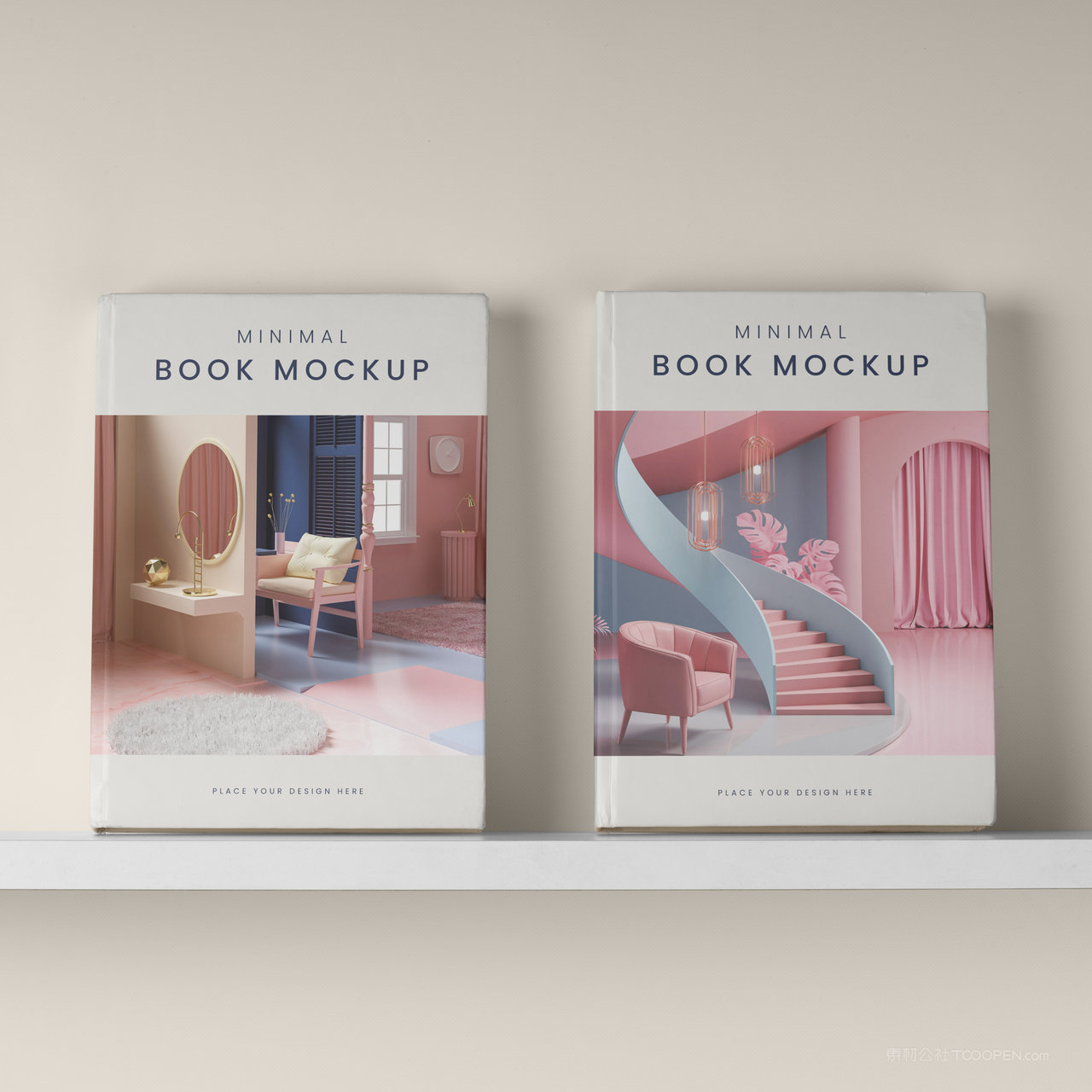 书架上的书籍画册贴图样机