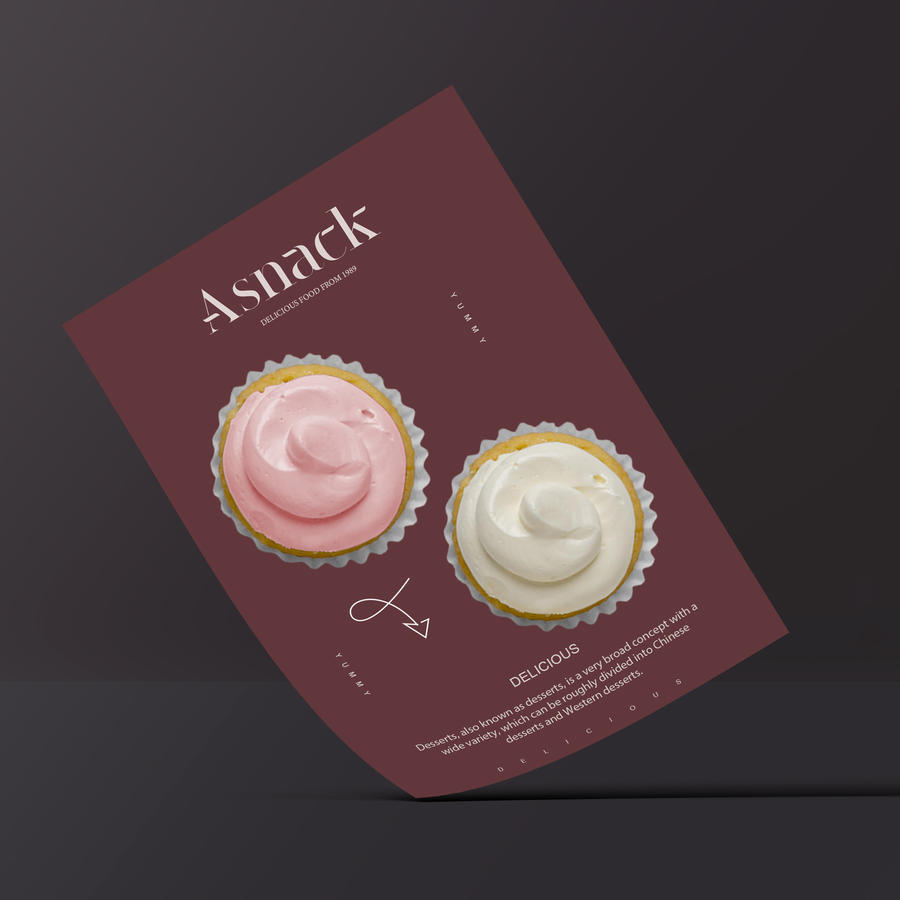 甜品店VI海报宣传单贴图样机