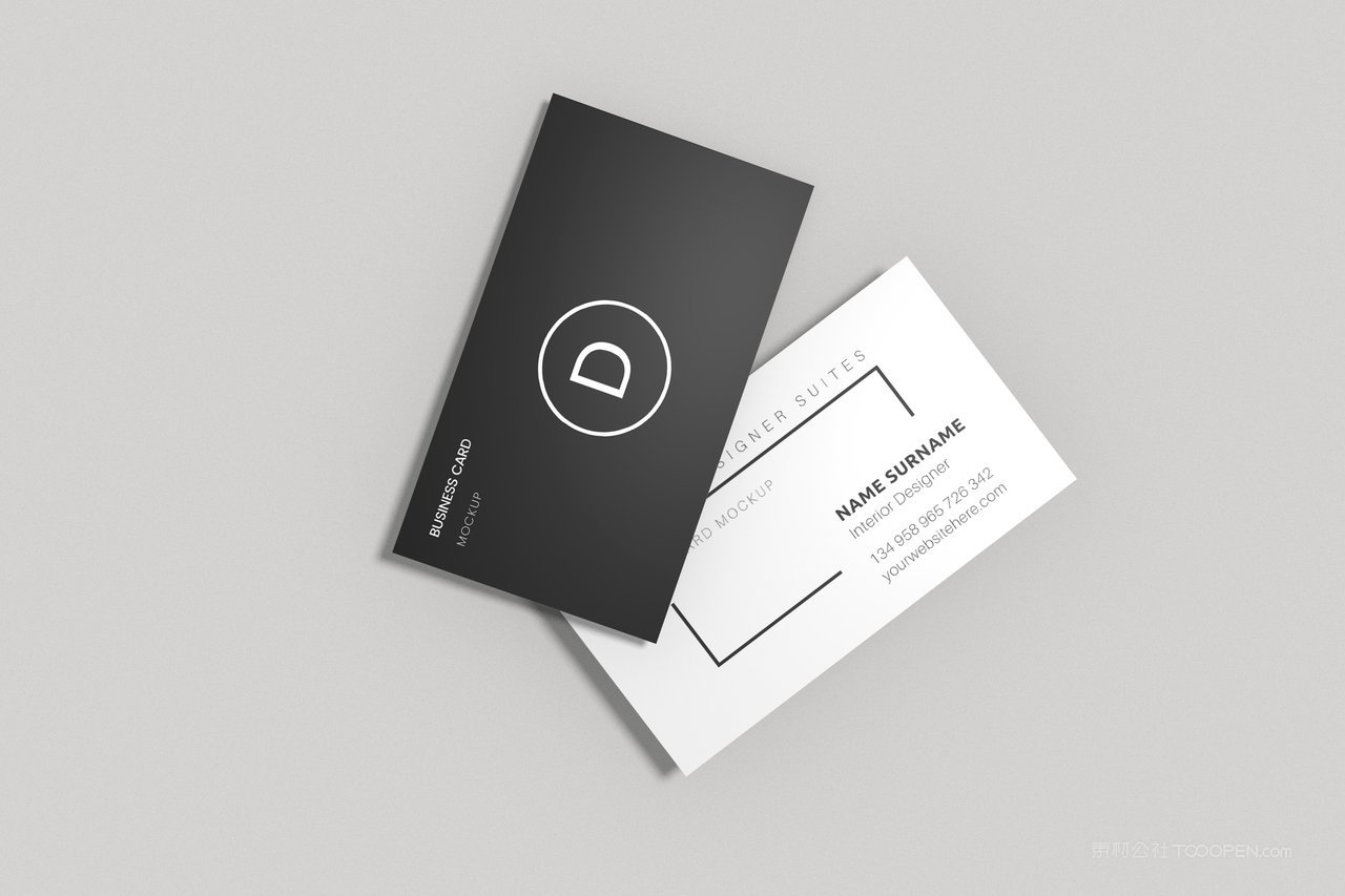 黑白商务高级名片场景样机