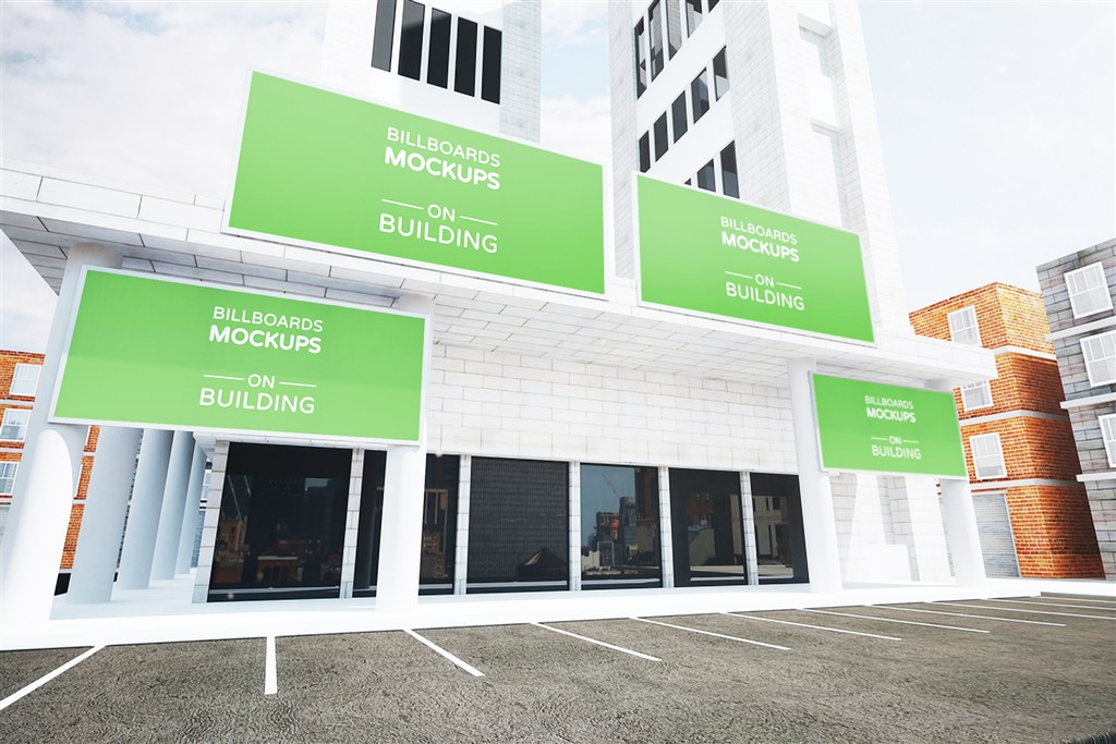 楼宇外立面大型广告牌样机图片场景下载