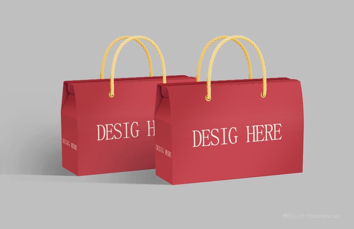 红色礼盒手提袋包装样机 (8)