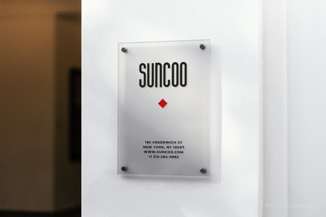 透明玻璃亚克力夹板logo广告牌门牌铭牌效果展示样机 (6)