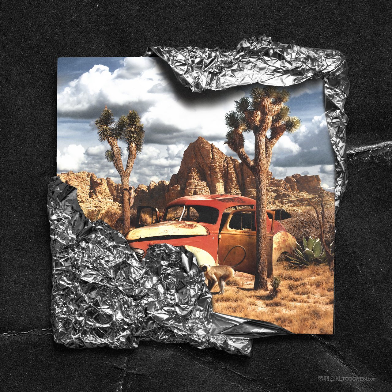 褶皱金属铝箔cd盒封面包装纸样 (4)