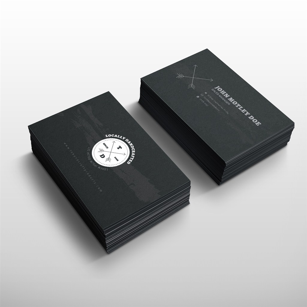 黑色名片设计样机模板