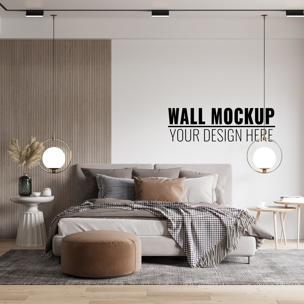 室内家居背景墙卧室背景墙样机