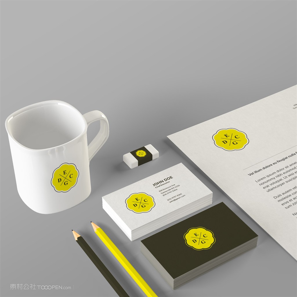 马克杯水杯信纸名片橡皮样机