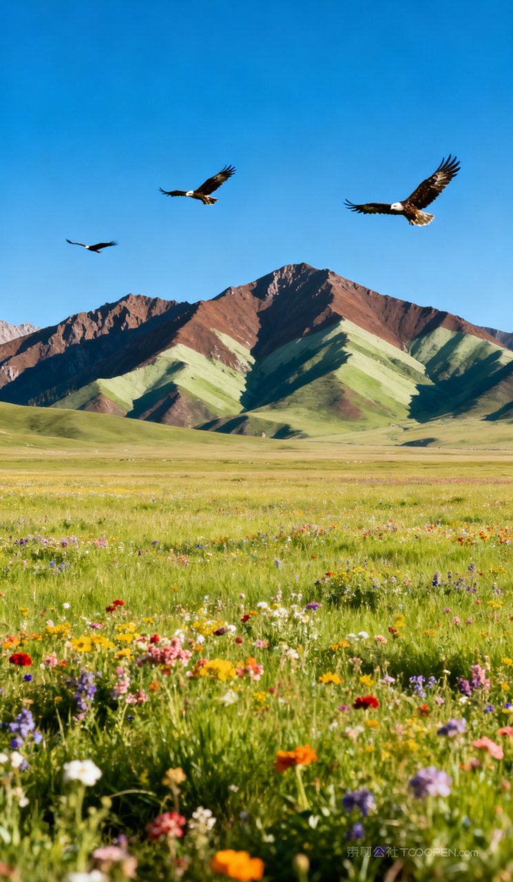 蓝天唯美景色景观自然风景云彩草地草原天空