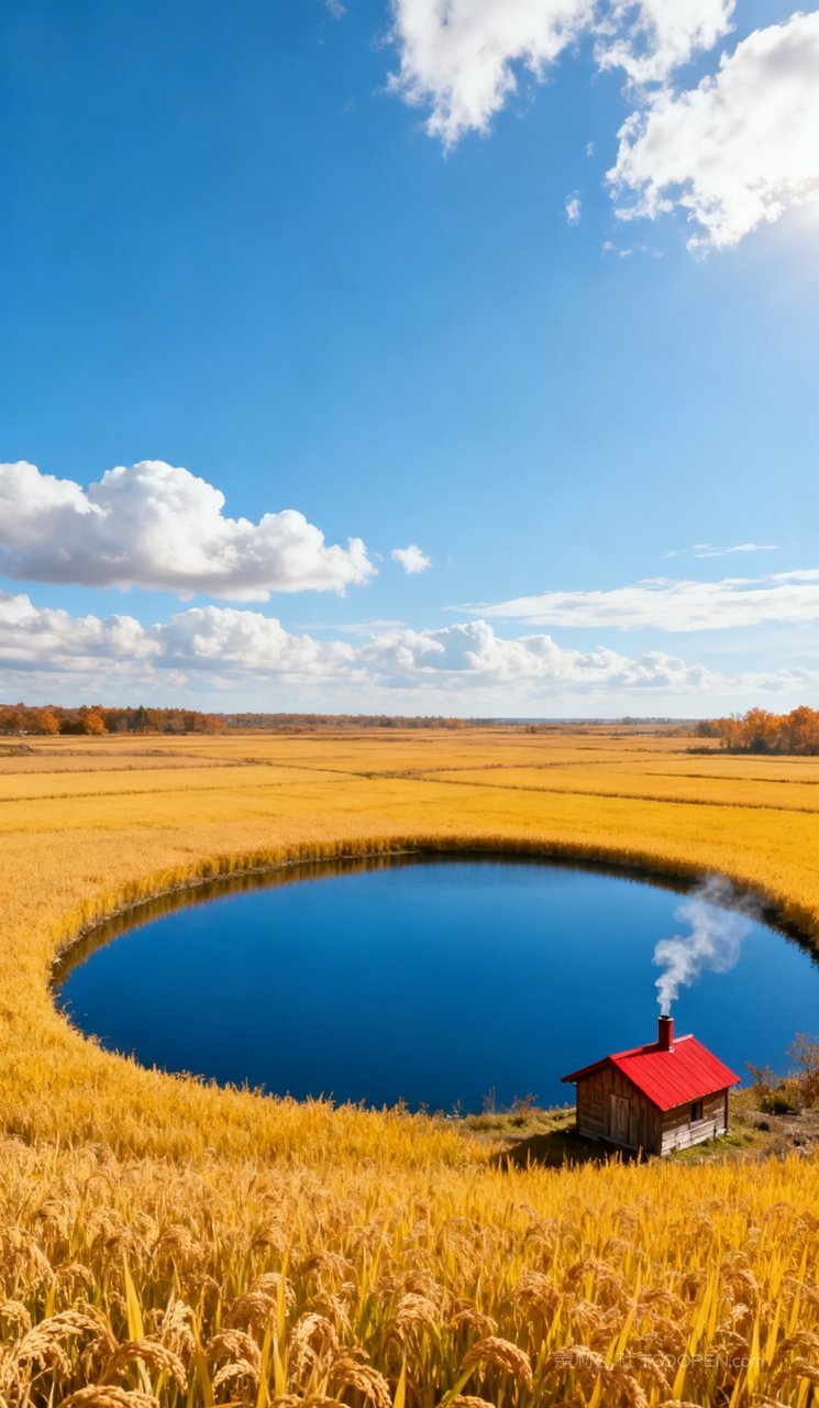 湖泊山水山峰唯美秋季天空风景树木秋天
