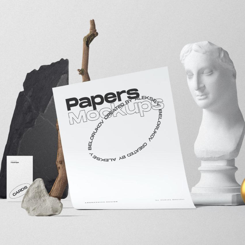 简洁干净a4纸办公场景样机