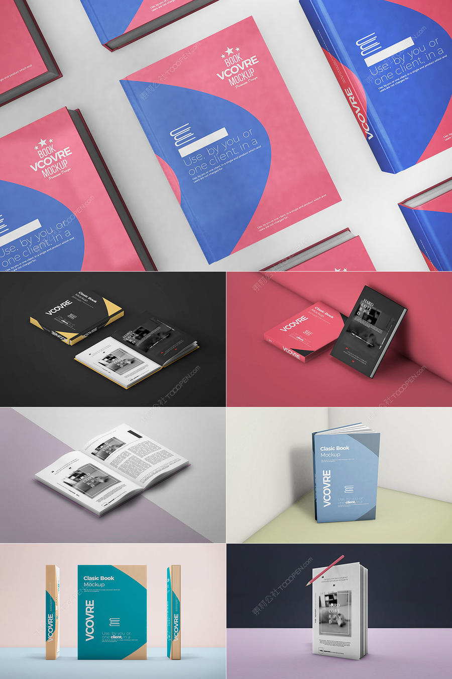 12个画册书本封面设计样机