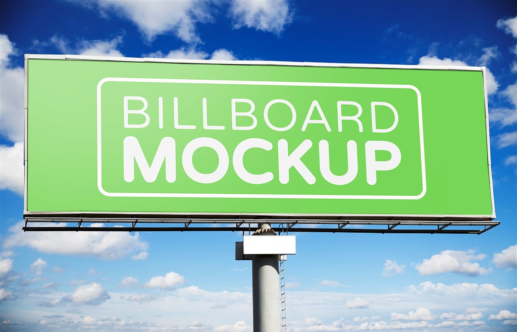 高速公路户外大型T牌广告牌样机图片下载